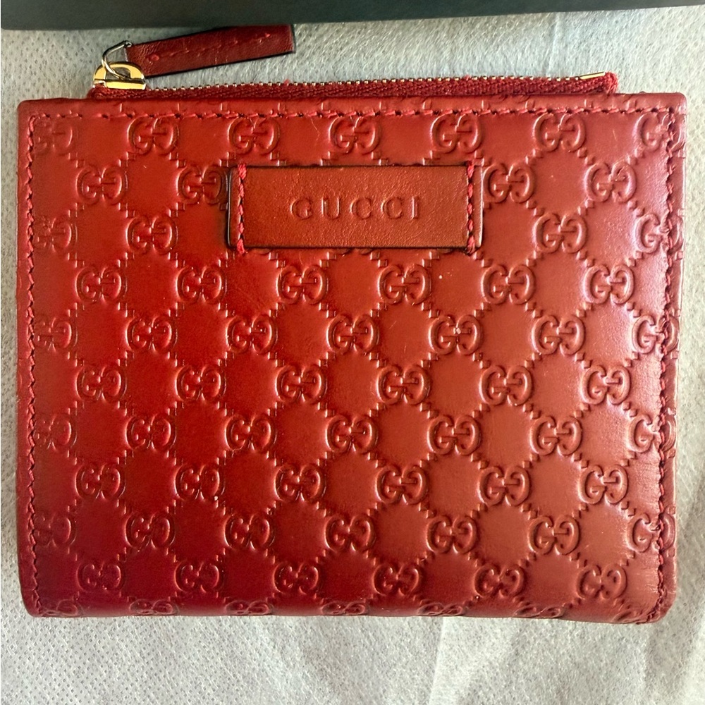 NIB Gucci Red Micro GG Compact Wallet - Picture 4 of 11